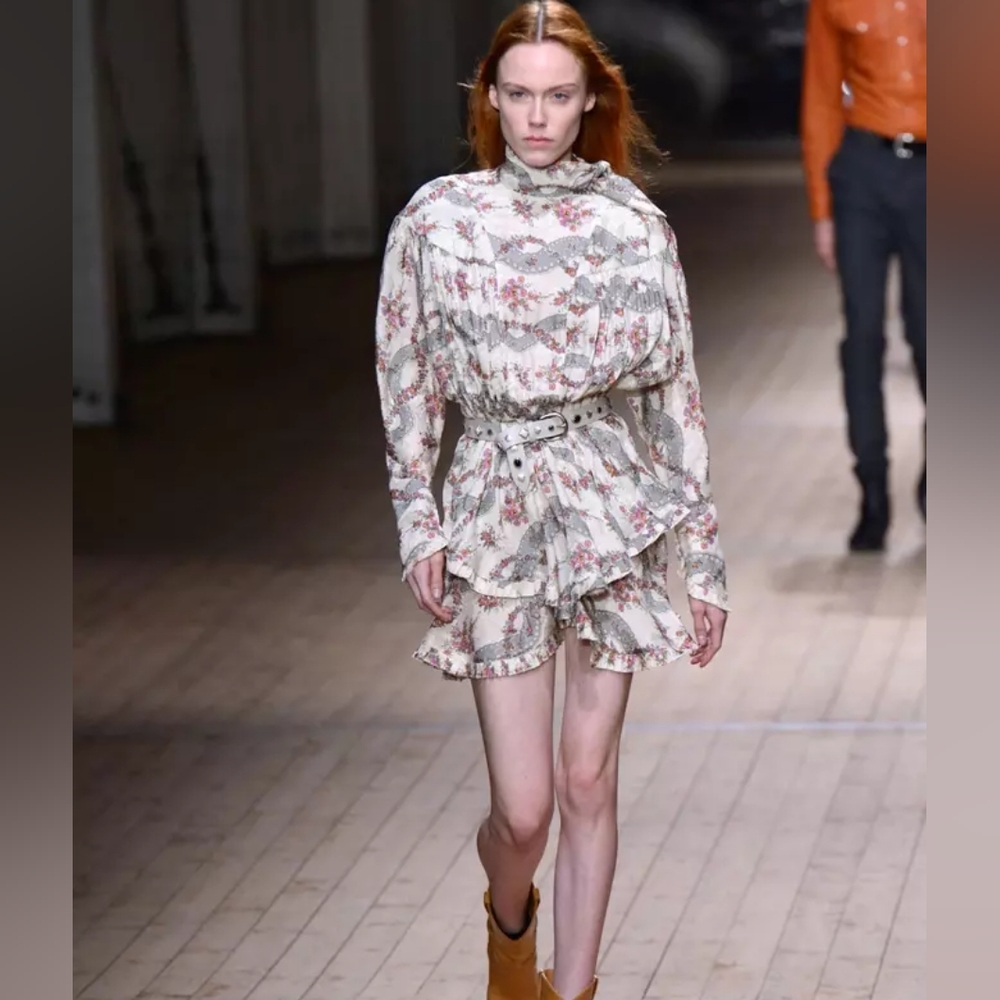 Isabel Marant Floral Ruffle Tiered Skirt